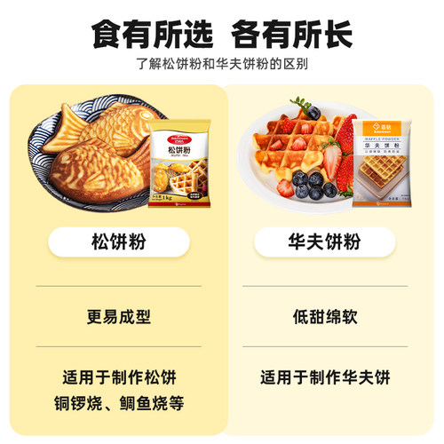 安琪百钻松饼粉1000g自制华夫饼早餐煎饼diy铜锣烧预拌粉烘焙原料 - 图0