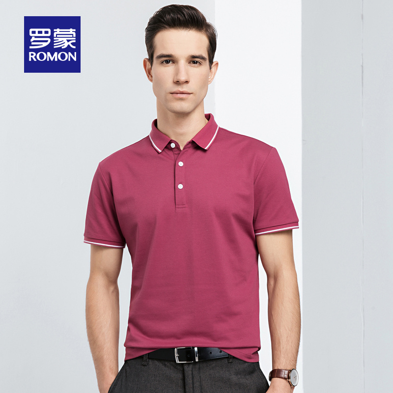罗蒙官方旗舰店罗蒙短袖T恤男夏季新款时尚休闲简约POLO衫中青年商务百搭t恤1