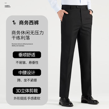 Romon Men's Suit Pants 2024 Summer Thin Business Formal Straight Pants Comfortable Stretch Versatile Work Wear Long Pants