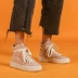 Giày cao nữ 2019 mới hè thể thao phẳng màu hồng hoang dã giản dị Sinh viên Hàn Quốc hip hop giày cao - Giày cao gót giày thể dục nữ Giày cao gót