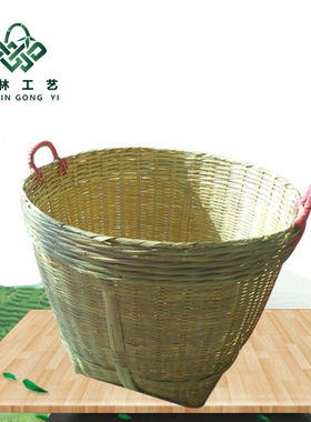 圆形带盖竹筐手工竹编竹篓大容量