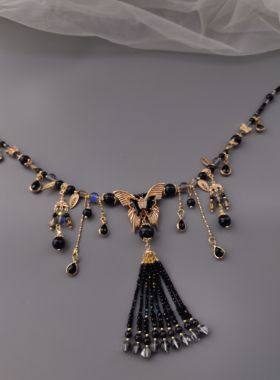 一梦星河/原创汉服配饰暗黑系蝴蝶流苏软璎珞国风项链