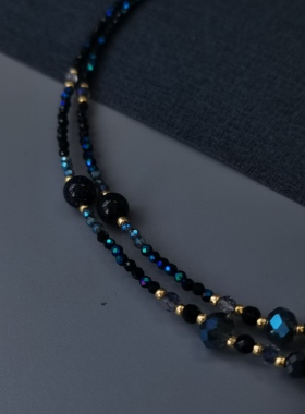 一梦星河原创设计汉服璎珞暗黑系串珠项链女复古黑色百搭锁骨链