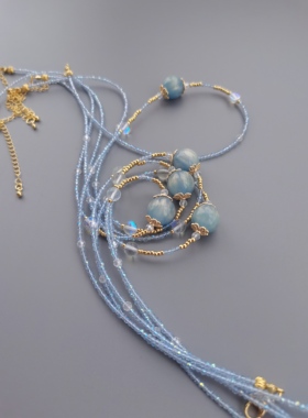 一梦星河原创汉服配饰璎珞项链日常蓝色珠子项链女夏季饰品