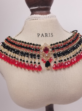 一梦星河/原创设计汉服配饰lo手作黑红复古哥特锁骨链choker项链