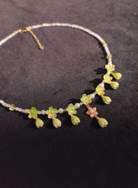 一梦星河/原创设计汉服配饰古风绿色琉璃流苏项链璎珞项链