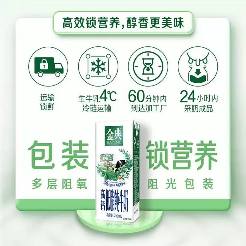 4月伊利金典高钙低脂纯牛奶250ml*12盒优质乳蛋白早餐纯牛奶整箱 - 图1