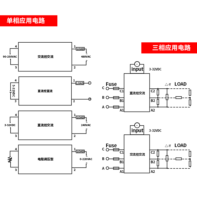 伊莱科三相SSR小型固态继电器24V单相固态调压器直流控交流220V