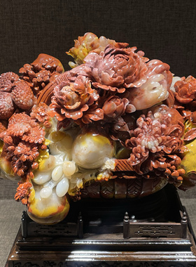 寿山石摆件精品天然芙蓉喜上眉梢摆件精雕送礼花开富贵吉祥平安