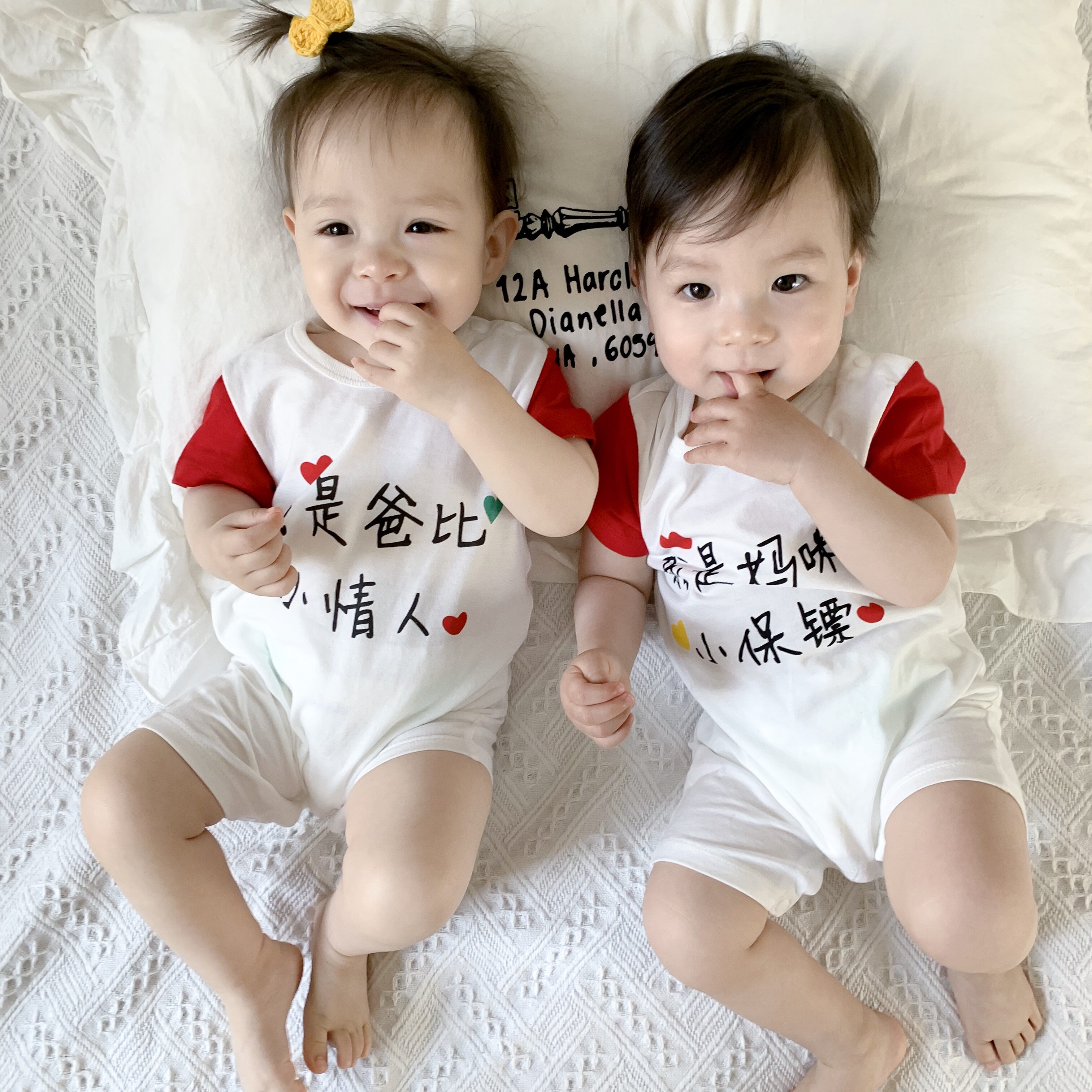 夏季纯棉男女宝宝个性可爱短袖哈衣 依尔婴连身衣/爬服/哈衣