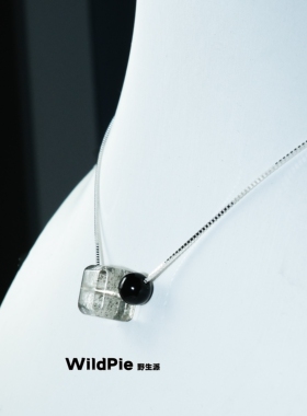 天然绿幽灵黑曜石方糖吊坠银项链