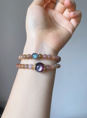 长相思相柳檀健次防风邶印象手链盐源玛瑙紫锂云母灰月光手串