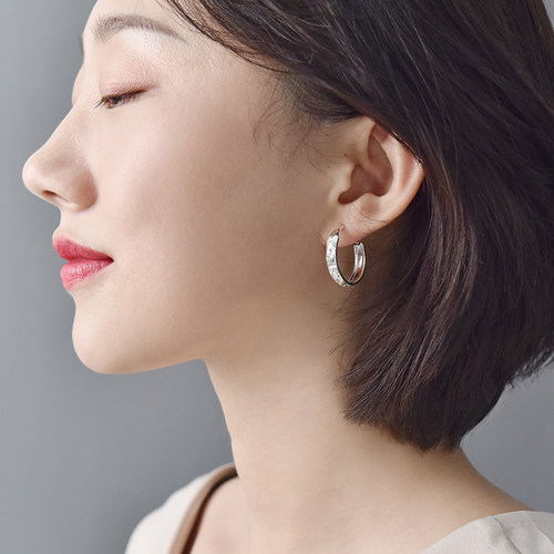 999纯银耳环女短款气质满天星复古百搭耳圈送妈妈足银耳坠防过敏 - 图1