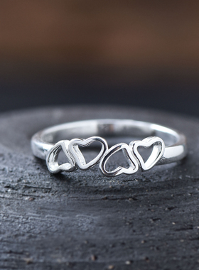 纯银戒指女999足银秀气小清新