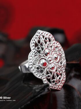 999纯银戒指民族风宫廷古典时尚