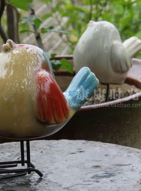 康康站立小胖陶瓷对鸟zakka摆件