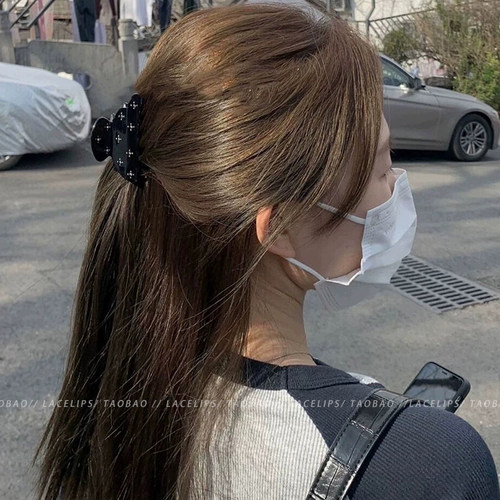 繁星镶钻醋酸抓夹女高级感2026新款鲨鱼夹后脑勺半扎发盘发夹发饰 - 图3