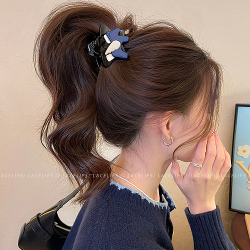 小飞马星星高马尾抓夹女后脑勺鲨鱼夹2026新款高级感发夹百搭发饰 - 图0