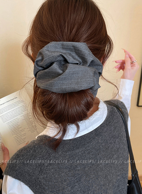 气质灰色条纹大肠发圈女2026新款