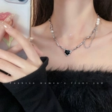 Париж Ноктюрн ~ барокко жемчужно-черный цирконий Love ожерелье женский легкий роскошный нишевый свитер для девочек с цепочкой на ключицы