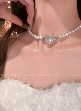 闪钻土星珍珠项链女2026新款