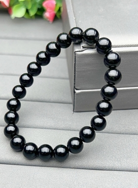 天然黑曜石手链招财转运