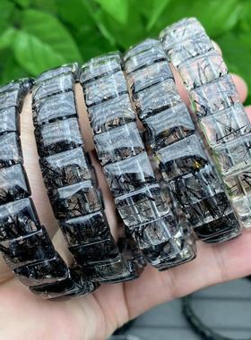 天然黑发晶手排粗丝发晶