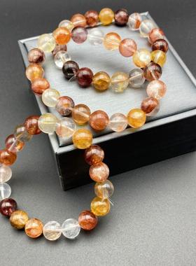 天然锦鲤胶花手串红黄双色