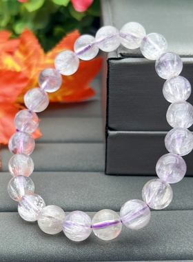 猫眼效应天然拉丝紫锂辉手串