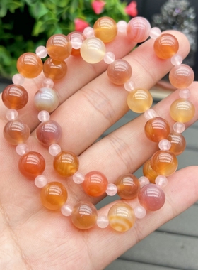 天然玛瑙手串女单圈蜜糖色甜蜜蜜赵露思同款闺蜜玉髓手链新年礼物