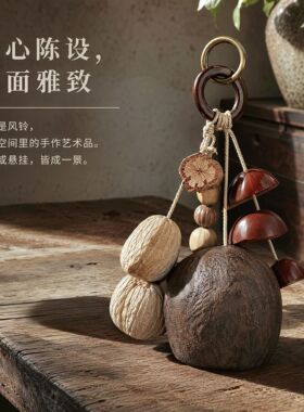 暖调絮美拉德果壳包挂钥匙扣自然风成品果壳挂件包包配饰