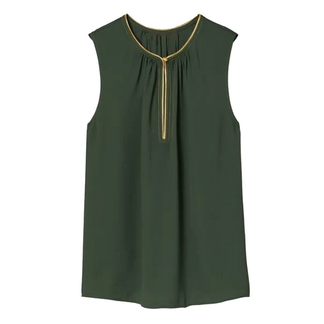 2024 Summer Dark Green Metallic Vest Top