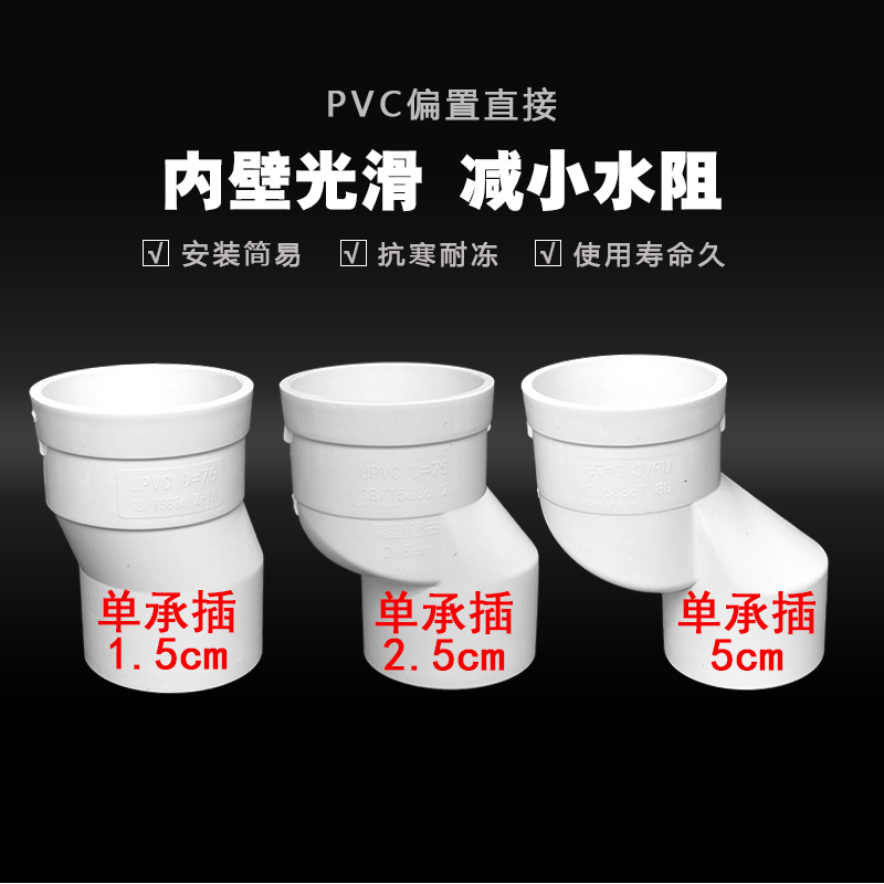 PVC偏置直接50地漏偏心移位器75管古110排水管配件大全下水管接头 - 图2