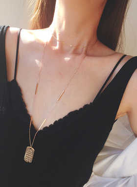 ZOXI网红百竹节方块太钢女潮项链