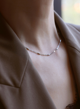 ZOXI叠戴竹节锁骨链不掉色钛钢女