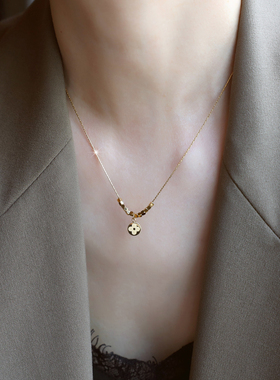 ZOXI不掉色碎碎金四叶草项链女款