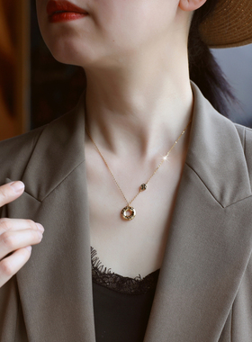 ZOXI幸运圆环四叶草项链不掉色女