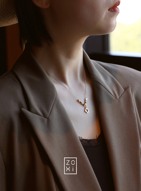 ZOXI碎金子四叶草项链钛钢不掉色