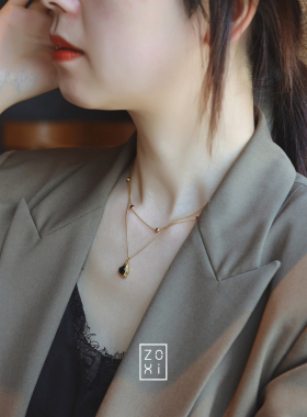 ZOXI洗澡可以戴钛钢水晶项链