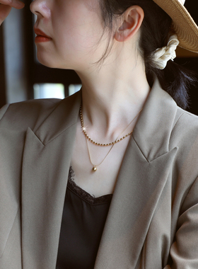 ZOXI双层双条小米珠金豆项链配饰