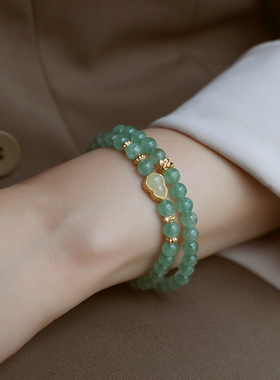 ZOXI绿色天然石草莓晶手链手串