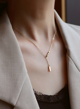 ZOXI超细不掉色碎金子福牌项链女