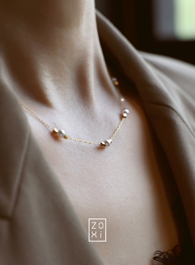 ZOXI流行爆款碎金子珍珠项链女