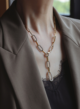 ZOXI钛钢大牌夸张卫衣项链毛衣链