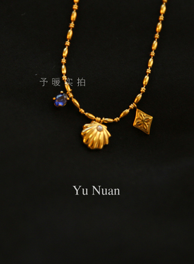 予暖14K包金宝石贝壳锁骨链