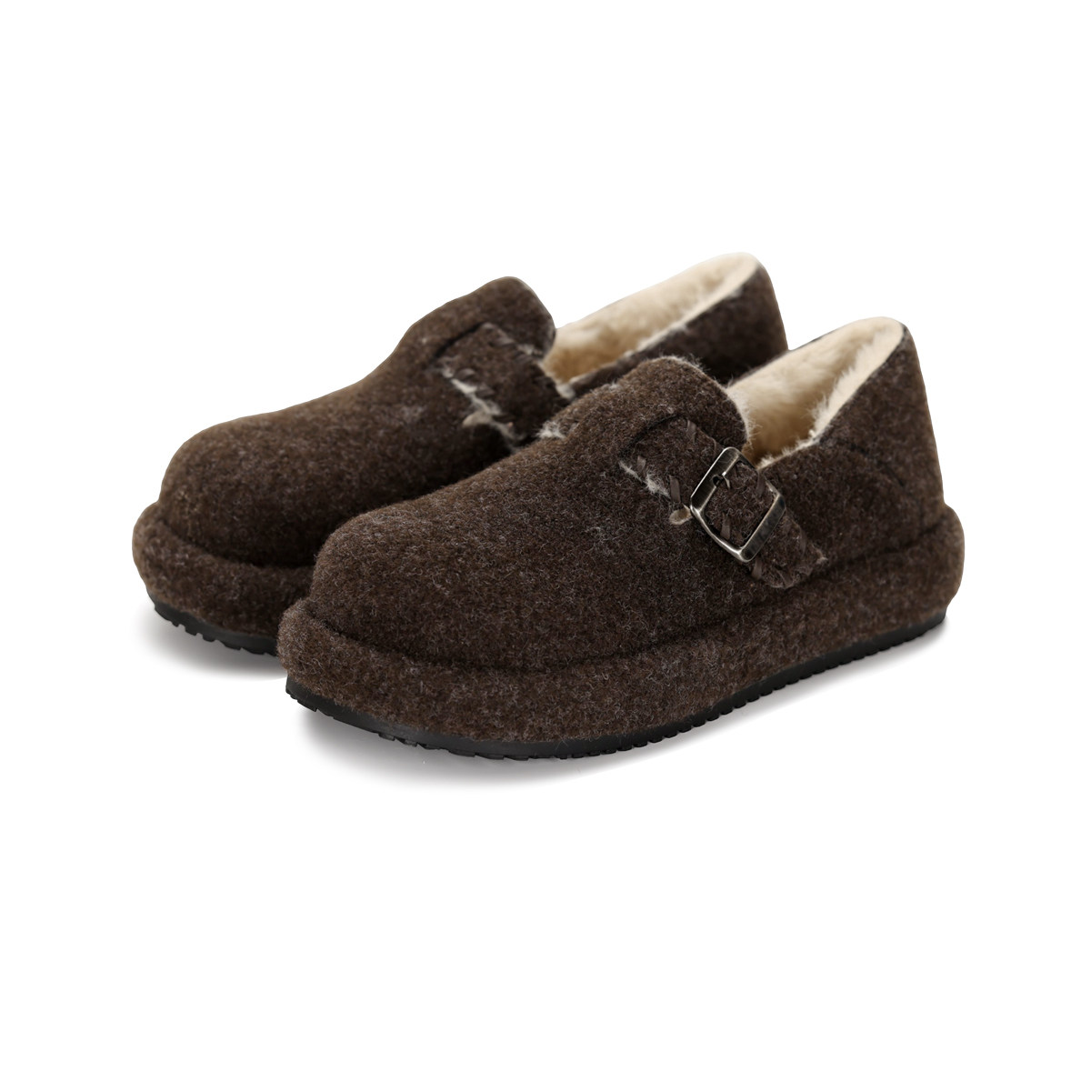 冉言毛呢小面包~厚底毛毛包头勃肯拖鞋女乐福鞋单鞋,淘宝优惠券,粉丝福利购,淘宝优惠卷