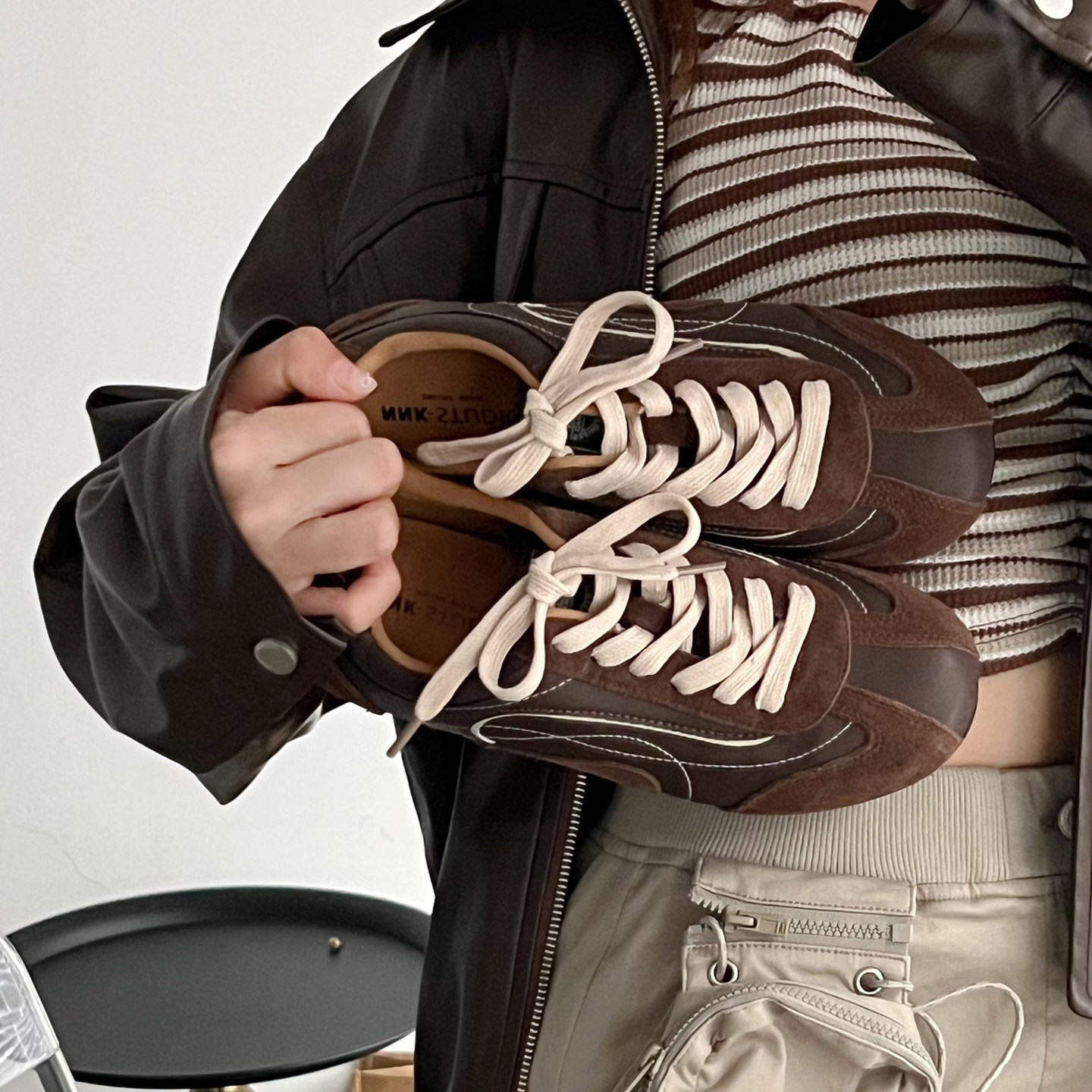 冉言复古增高德训鞋女加绒2025秋冬女老钱风美拉德休闲鞋配阔腿裤,淘宝优惠券,粉丝福利购,淘宝优惠卷