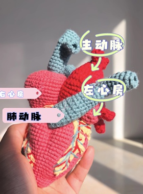 DIY毛线钩针钩织医学人体解剖心脏挂件diy材料包手工制作钥匙扣
