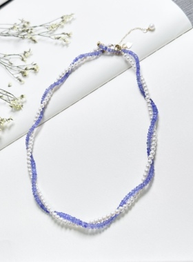 【Ada珠宝·坦桑石】坦桑石项链珍珠项链18k小米珠项链珠宝送礼