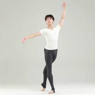 France sansha men's ballet clothing top boy round neck v-neck short-sleeved dance art exam training top t-shirt